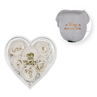 To my beloved wife - Heart Acrylic Box  (6 Preserved Stems)