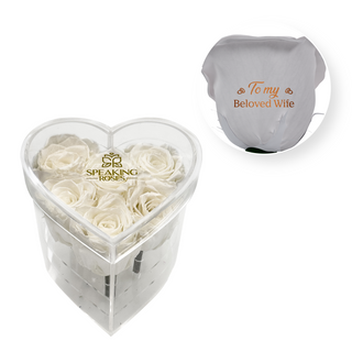To my beloved wife - Heart Acrylic Box  (6 Preserved Stems)