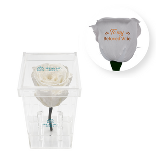 To my beloved wife - Square Acrylic Box  (1 Preserved Stem)