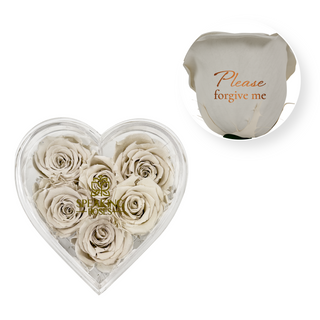 Please forgive me - Heart Acrylic Box  (6 Preserved Stems)