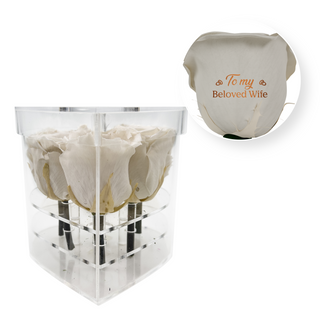 To my beloved wife - Heart Acrylic Box  (6 Preserved Stems)