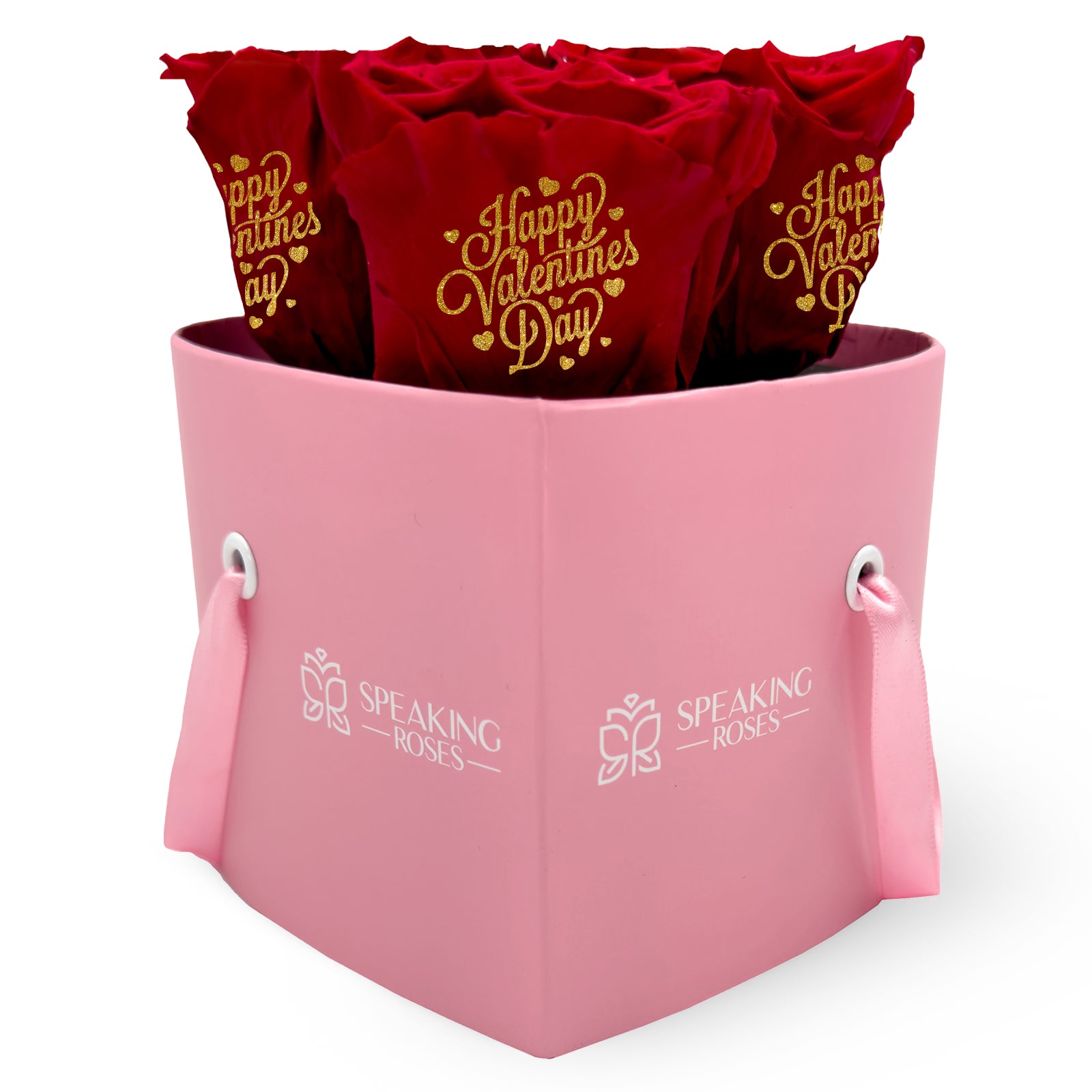 Valentine's day - Happy Valentines Day - Heart Pink Box (3 Premium Roses)