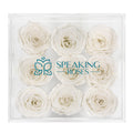 Valentine's day - Happy Valentines Day - Acrylic Square Box (9 Preserved Rose Stem)