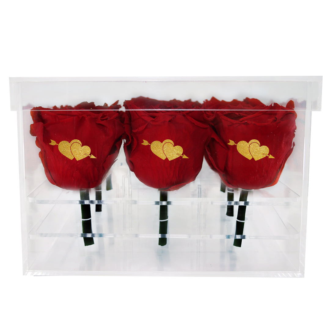 Valentine's day - Cupid - Acrylic Square Box (9 Premium Roses)